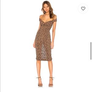 Majorelle Tabitha Midi Dress in Tan Leopard